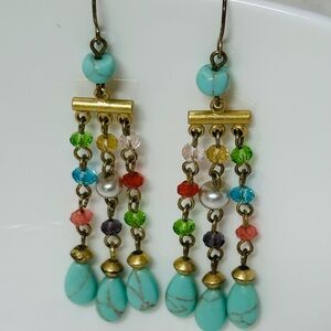 Multicolor Beaded Dangle Earrings